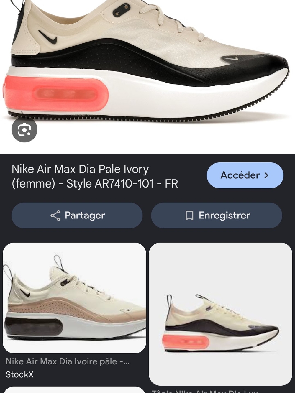 Nike Women's Air Max Dia Sneakers in Pale Ivory and Black